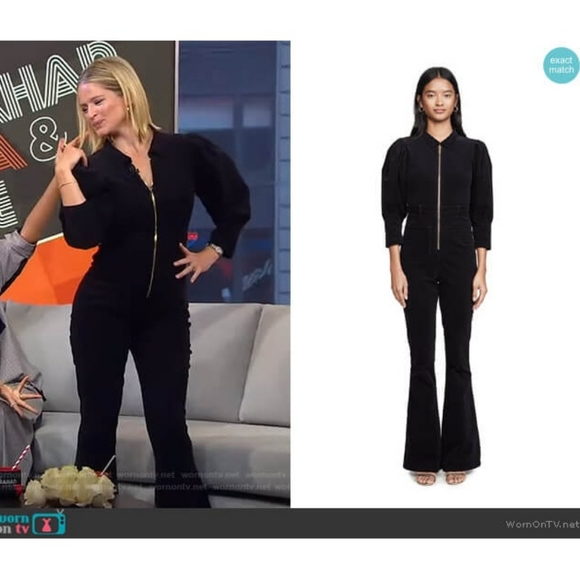 We Wore What 70s Corduroy Puff Sleeve Flared Jumpsuit - Picture 10 of 14